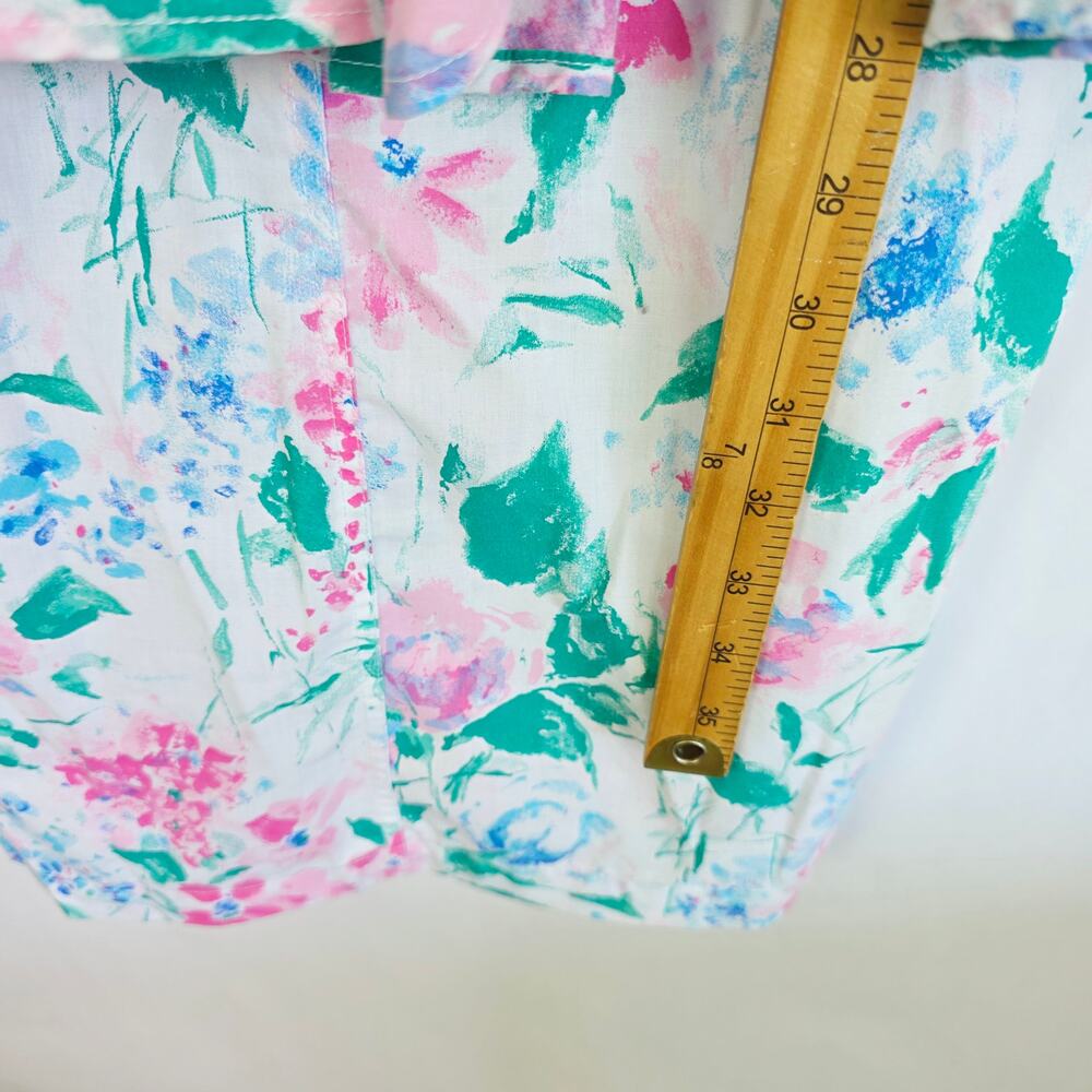 Vintage 80s Peplum Dress Pencil Skirt Small White Pink Floral Belted Sleeveless - Picture 10 of 11